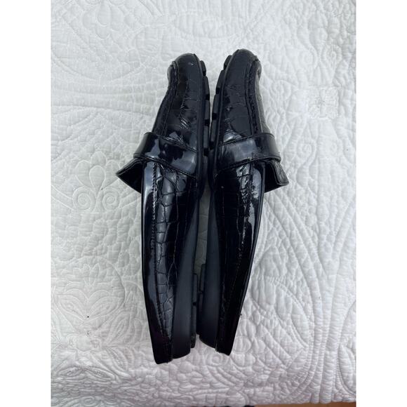 Vaneli Black Crocodile Embossed Leather Slip On Summer Slides Shoes - Size 7M - Picture 11 of 11